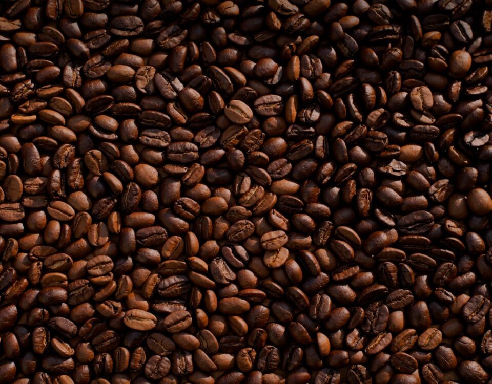 Arabica green coffee beans from Brazil close-up